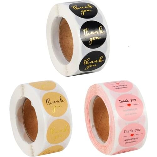 500pcs Gold Pink Foil thank you sticker for seal labels Baby shower Birthday Party Gift Packaging Handmade Stickers Wedding
