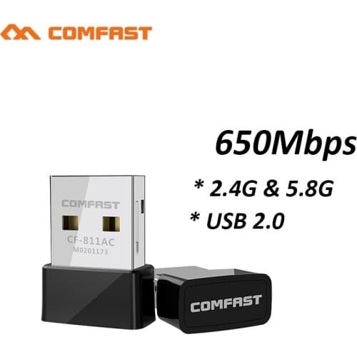 650Mbps Mini CF-811AC Wireless USB Wifi Adapter Lan USB2.0 Ethernet 2.4G&5.8G Wi-fi Network Card 802.11a/n/g/b/ac AC Receiver