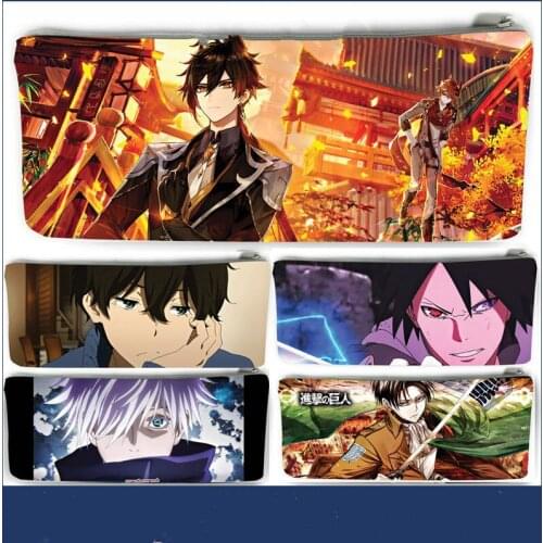 Anime Pencil Cases Genshin Impact Kawaii Pencil Bags Stationery Student School Office Stationary Box Childrens Pencil Case