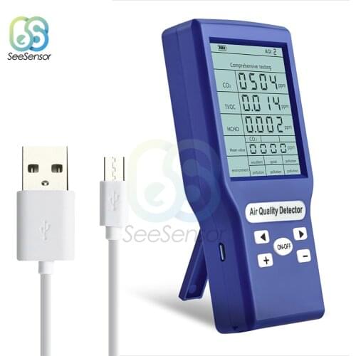 Digital CO2 Sensor PPM Meters Mini Carbon Dioxide Detector Gas Analyzer Air Quality Monitor USB Detector TVOC HCHO PM2.5 Meter