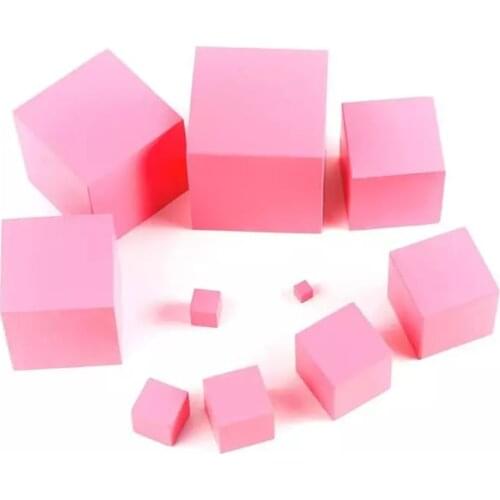 Pink tower montessori educational wooden toys early education 10 pcs cube sensory building blocks beech high quality