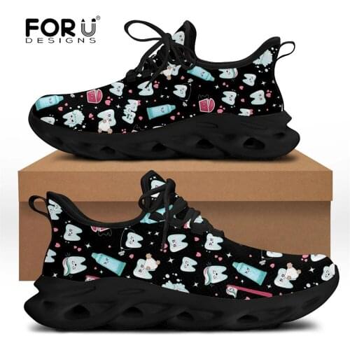 FORUDESIGNS Dentist/Tooth/Dentistry Women Shoes Casual Flat Spring Sneaker Shoes Fashion Lace Up Light Lady Shoes Zapatos Mujer