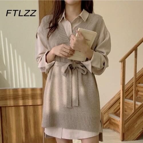 FTLZZ Fashionable Shirt Dresses
