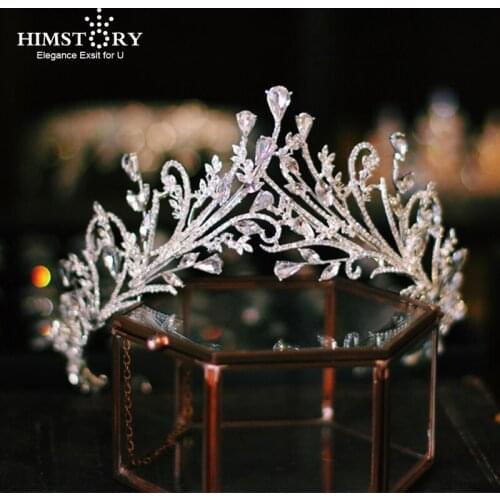 HIMSTORY Stunning Crystal Bridal Crowns Tiara Bride Headband Wedding Diadem Queen Headdress Wedding Hair Accessories