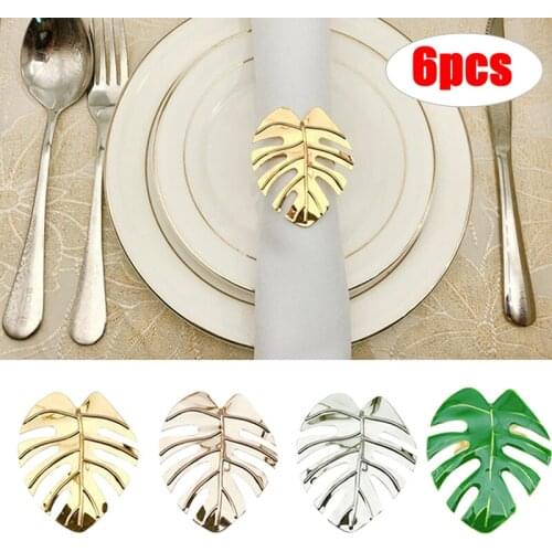 1/6PCS Upscale Hotel Napkin Ring Leaf Green Leaf Napkin Circle Hawaiian Wedding Napkin Buckle Dinner Party Wedding
