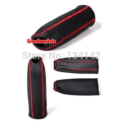 Leather Handbrake Trim Cover Gear Shift Knobs Cover For FOR FORD FOCUS 2005-2011