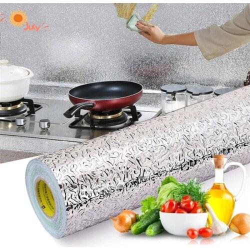Kitchen Decor Oil Proof Aluminum Foil Sticker Heat Resistant Wall Stickers for Kitchen Stove Self Adhesive Sticker DIY Wallpaper