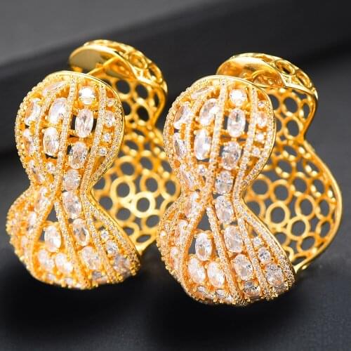 LARRAURI 2020 New Fashion Jewelry Women Hoop Earrings Summer Important Holiday Party Occasion Cubic Zirconia Earrings