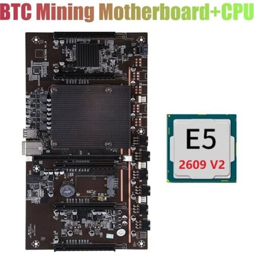 BTC Mining Motherboard X79 H61+E5 2609 V2 CPU 5X PCI-E 8X LGA 2011 DDR3 Support 3060 3080 GPU for BTC Miner Mining