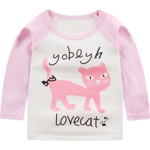 ZWF1238 Fashion Toddler Girls Clothes Cotton Tops Children Cartoon Long Sleeve Girl Kids T-shirt Boys Outfit Pullover T-shirt