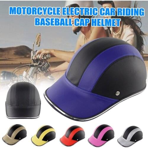 Motorcycle Helmet Half Open Face Baseball Cap Breathable Detachable Lining Adjustable Stap Bikes Scooter Headgear