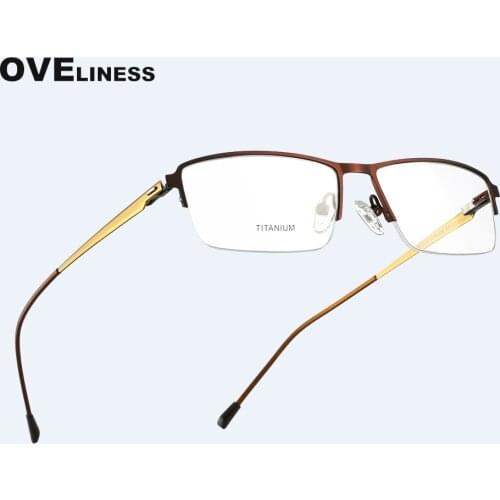 Optical glasses frame Men eyeglasses Prescription Myopia Computer Titanium Alloy Ultralight Male Metal half Screwless Eyewear