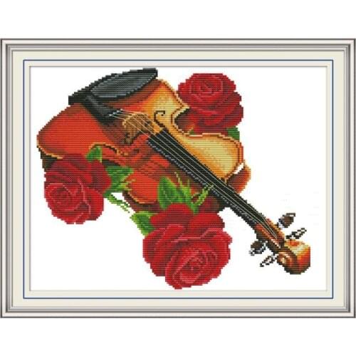 My Heart Will Go On Violin cross stitch kit aida 14ct 11ct count print canvas cross stitches needlework embroidery DIY handmad