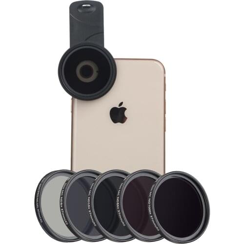 5 In 1 Quality Universal Mobile Phone Camera Lens ND CPL Filters Set For Smartphone With ND8/ND16/ND64/ND1000 CPL And Clamp
