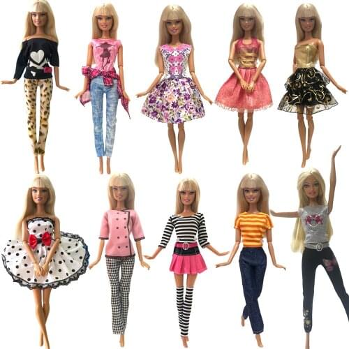 NK Hot Sell 10 Set/Lot Mix Style Newest Doll Dress Beautiful Party Clothes Top Fashion Dress For Barbie Doll Best Girls' Gift 5X