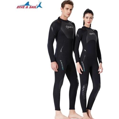 DIVE & SAIL New Arrival 3MM Neoprene Wetsuit Couples Warm One Piece Pure Color Wet Suit for Surfing Scuba Diving