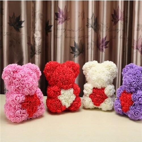 NEW Valentines Day Gift 40cm Red Bear Rose Teddy Bear Rose Flower Artificial Decoration Christmas Gift for Women birthday Gift