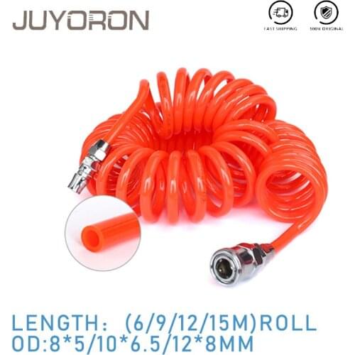 6M/9M/12M/15M Pneumatic PU Polyurethane 8*5/10*6.5/12*8mm Air Compressor Hose Spring Tube Dropship Flexible Air Tool Pipe