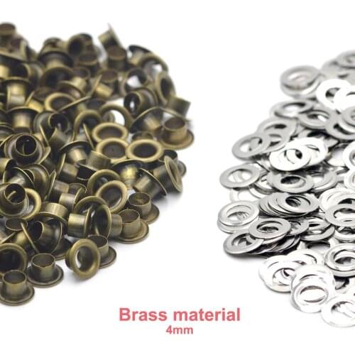 KALASO 100sets 4mm Bronze Pure Brass Material Grommet Eyelet With Washer Fit Leather Craft Shoes Belt Cap Bag Diy Supplies