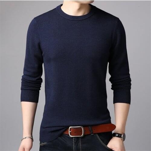 Spring And Autumn Mens Pullovers Solid Color Thin Sweater Simple Style O-neck Thin Male Clothes