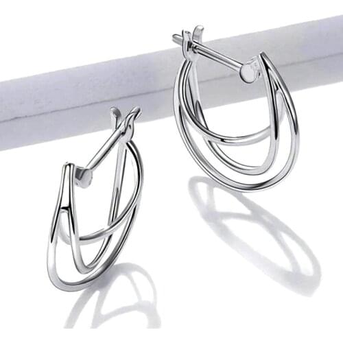 Huitan Irregular 3 Lines Shaped Hoop Earrings for Girls Fancy Dance Party Accessories Korean Fashion Women Earrings 2021 Jewelry