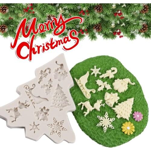 Christmas Sleigh Elk Snowflake Pattern Silicone Mold Chocolate Cake Baking