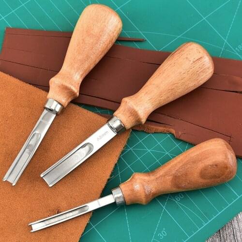 1Pcs 4/6/8mm Leather Side Beveling Planer Knife Cutting Hand Tool and Wooden Handle Diy Tool