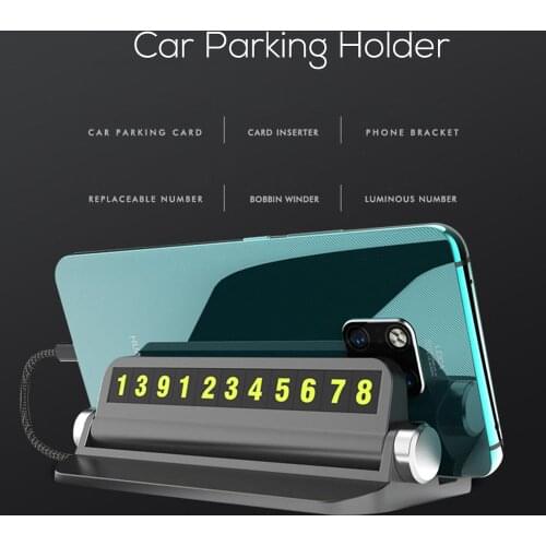 Luminous Car Temporary Parking Stop Card Sticker Auto Phone Number Slot Plate Stand Holder Mount Accessories
