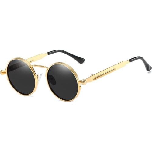 Vintage Men Sunglasses Women Retro Punk Style Round Metal Frame Colorful Lens Sun Glasses Fashion Eyewear Gafas Sol Mujer