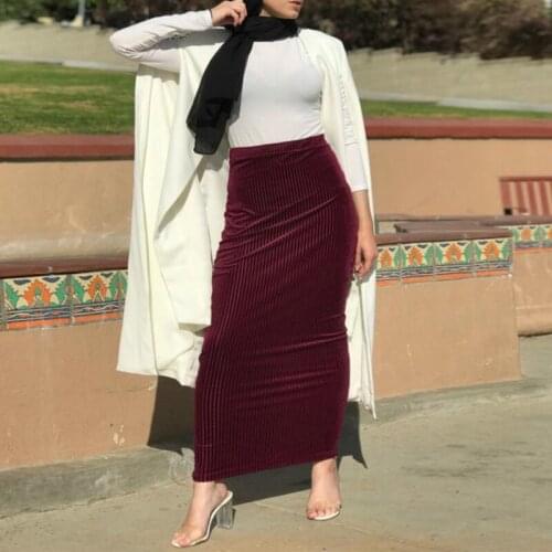 2021 New Women Striped Stretch Temperament Slim Knit Bag Hip Ankle Solid Female All Season Womens Casual Loose Skirt Streetwear