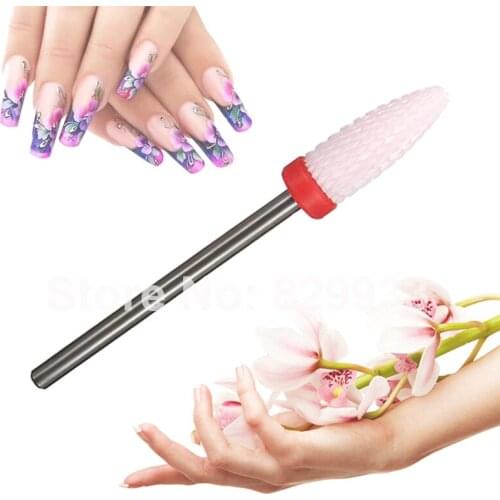 1pc Pink Flame Ceramic Nail Cuticle Bit Nail Electric Nail File Salon Chiropody Podiatry Manicure & Pedicure Drill Ceramic Tools