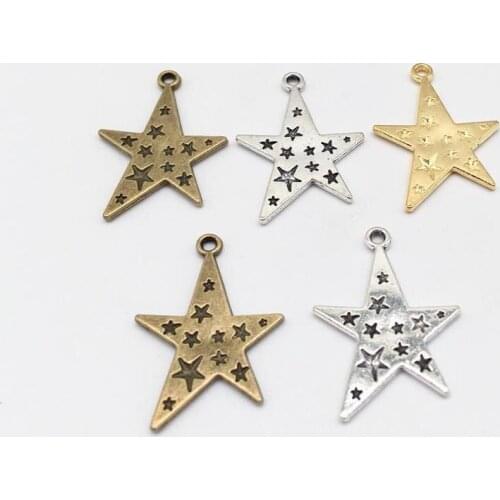 15 pcs Fashion Charms star Pendant 3 color Fit Earring Bracelets Necklace DIY Metal Jewelry Making