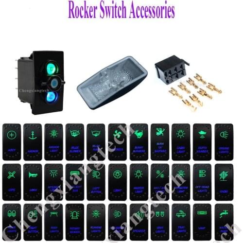 20Pcs / lot , Car Boat Marine 5 Pins ON OFF Green & Blue Led Light Bar Rocker Switch Base for Carling Arb Narva Rocker Switch