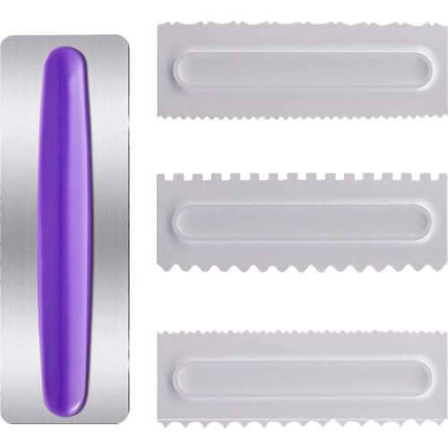 4pcs Stainless Steel Cake Scraper Smoother Cake Decorating Comb Set Plastic Mousse Butter Cream Cake Edge Kitchen Baking Tools