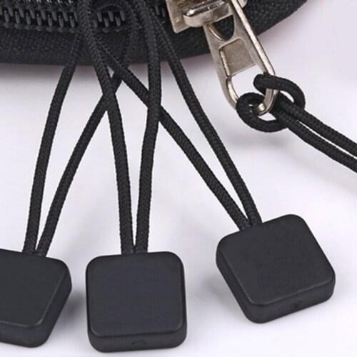 50Pcs Black Rope Zipper Pull Apparel Bag Tactical Backpack Accessories Zip Puller Zipper Head Cord Ends Strap Lariat