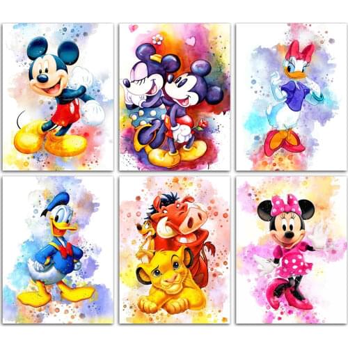 5D DIY Diamond Painting Donald Duck Mickey Winnie The Pooh Cross Stitch Kit Cartoon Picture Square/Round Home Decoration Gift