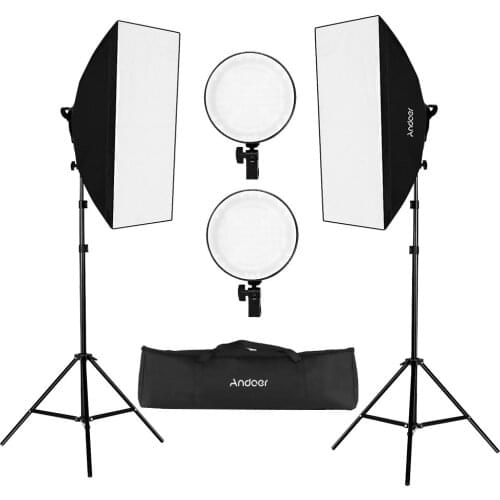 Andoer Studio Photography Softbox LED Light Kit Including Softboxes Bi-color Temperature Dimmable 2 Meters Light Stands