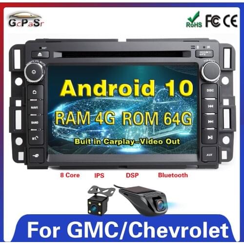 4GB+64GB Android 10 1Din GPS Radio Car DVD Player for GMC Sierra Yukon Denali Acadia Savana Chevrolet Express Traverse Equinox
