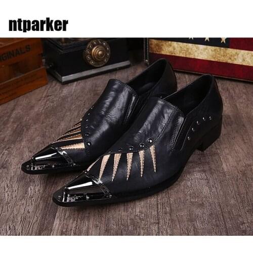 Batzuzhi Personality Fashion Man Shoes Pointed Toe Mans Dress Shoes Black for Hairdresser /Business, Big Sizes EU38-46