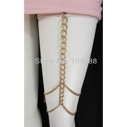 FREE SHIPPING New Women Gold Thigh Leg Chunky Metal Leg Chain Garter Strand Fashion Body Chains Jewelry