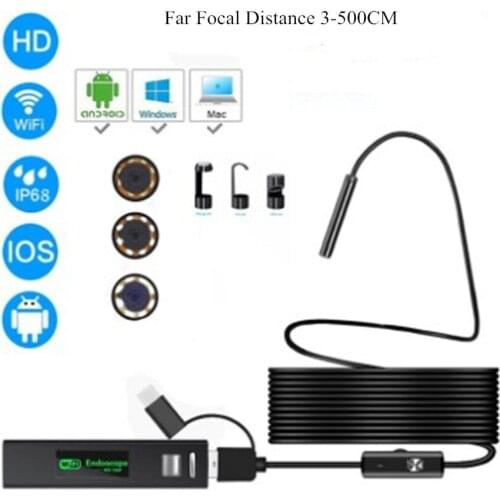 5.5MM 2MP Far Focal 3-500CM Wireless WIFI Endoscope Inspection Borescope Camera Hanheld Otoscope