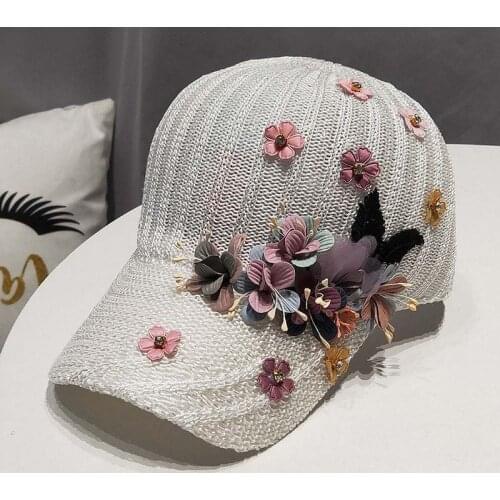 New Elegant Baseball Cap Hot Diamond Flower Girls Snapback Hats for Women Female Cap Mesh Summer Sun Hat Casquette Homme 2021