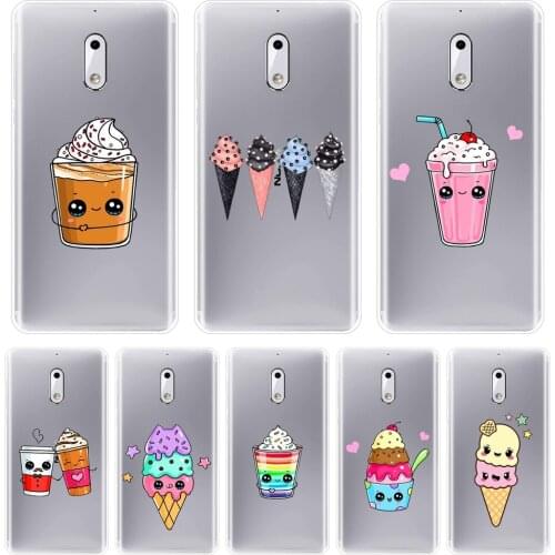 Phone Case For Nokia 8 6 5 3 2 1 Soft Silicone Fashion Sweet Kawaii Cute Funny Ice Cream Drink Back Cover For Nokia X6 7 Plus