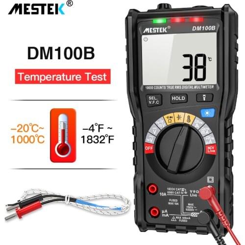MESTEK DM100B Digital Multimeter 10000 Counts Auto Ranging AC/DC Voltage Meter With LCD Backlight Portable Large Screen