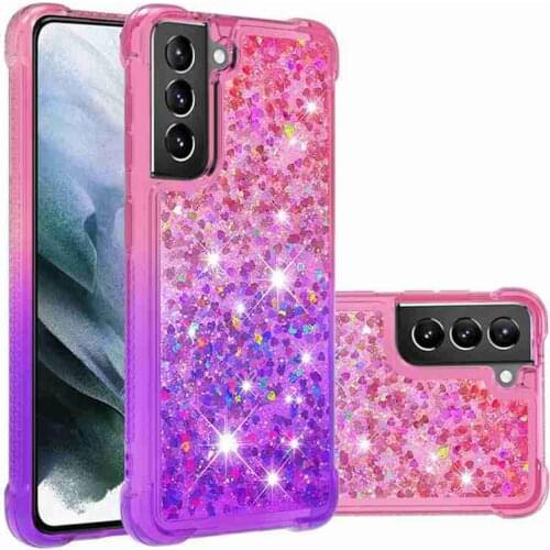 For Samsung Galaxy S21 Ultra 5G Case Bling Glitter Dynamic Liquid Shockproof Cover for Samsung Galaxy S21 Plus 5G Case Women