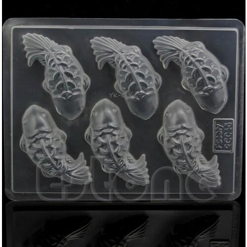 Hot Sale 1pc DIY 3D 6 Koi Fish Plastic Jelly Handmade Sugarcraft Mold Cake Chocolate Mould 23.5cmx18cm