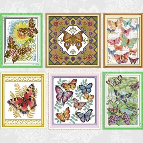 Beautiful Butterfly Series Paintings Counted Printed on Canvas 11CT 14CT Cross Stitch kit Handwork Needlework Embroidery Set