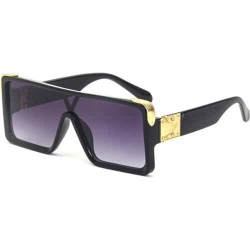 Classic Designer Flat Top Sunglasses Square Shield Eyewear for Male Female Oversize Vintage Men Sunglasses Women Fashion Glasses