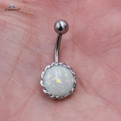 Big White Fake Opal Belly Ring Navel Piercing Ombligo Body Jewelry Belly Button Rings Piercing Nombril Pircing Girlfriend Gifts