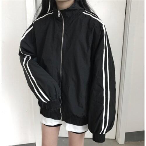 Basic Jackets Women Hip Hop Loose Couple Clothes Zipper Harajuku Pockets Ulzzang Korean Style Womens Windproof Womens Jacket